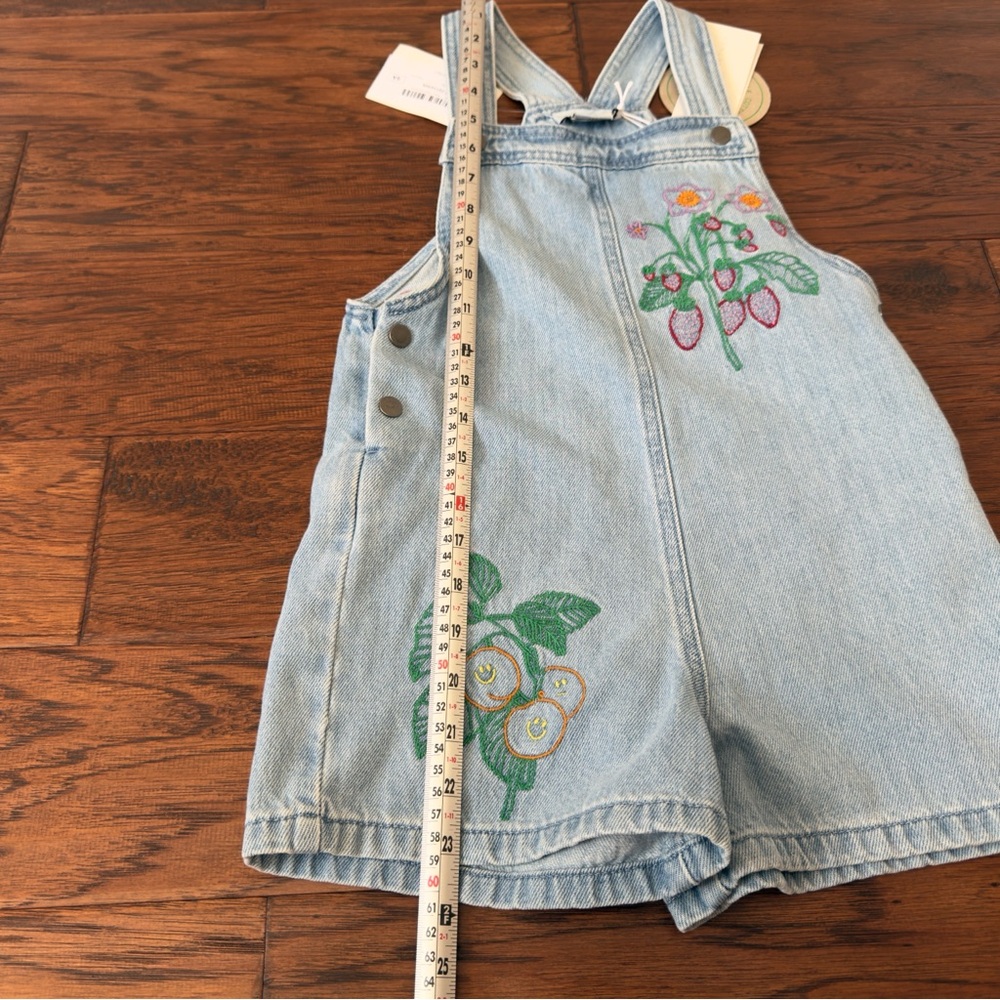 NEW. Floral-embroidered denim dungarees. Size 6 years. - Picture 8 of 10